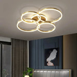 Aurelia Interlocking Halo Chandelier – Modern Minimalist Multi-Ring LED Flush Mount Ceiling Light