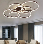 Aurelia Interlocking Halo Chandelier – Modern Minimalist Multi-Ring LED Flush Mount Ceiling Light