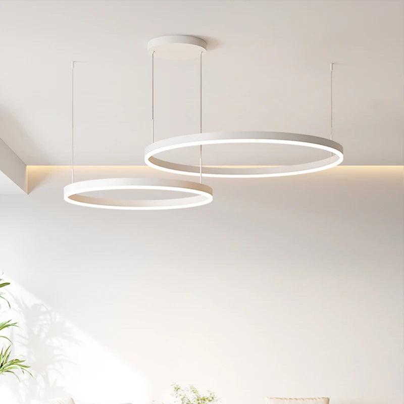 Aero Multi-Halo Floating Chandelier – Luxury 5-Ring LED Architectural Ceiling Light
