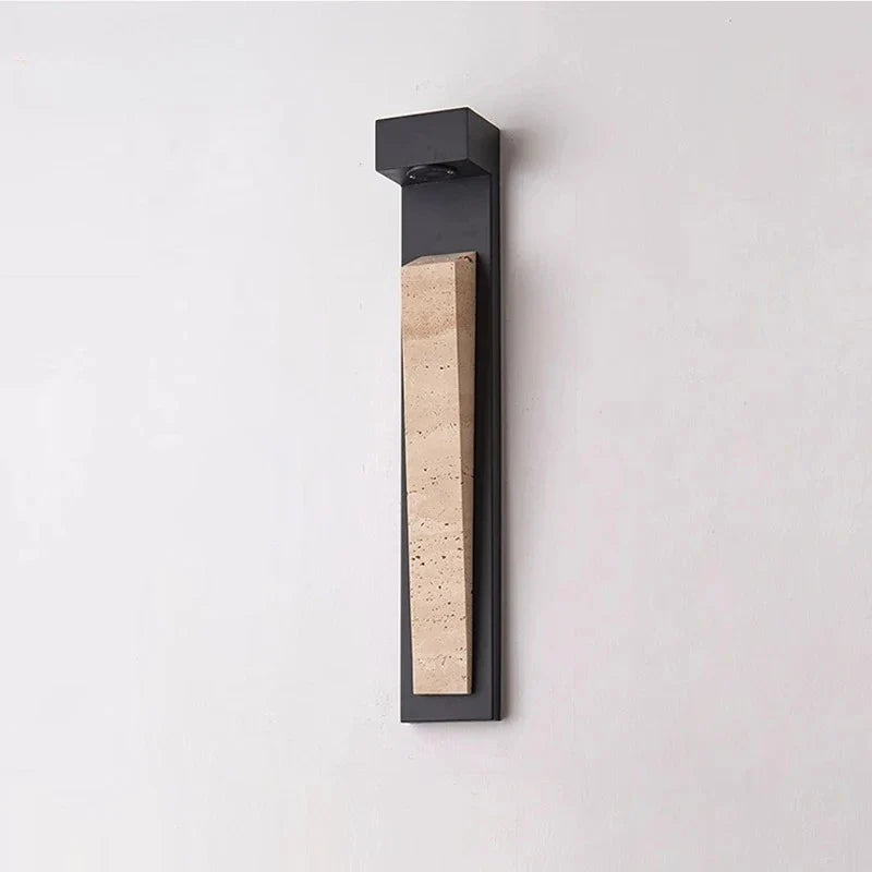 Natura Glow Stone Sconce – Wabi-Sabi Travertine LED Outdoor Sensor Wall Light