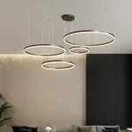 Aurelia Sculptural Halo Chandelier – Modern Minimalist LED Multi-Ring Pendant Light