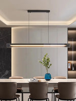 Kanto Linear Chandelier – Nordic Modern Metal Wood-Grain