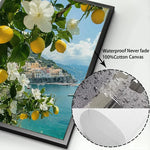 Italienische Zitrone Orange Küstenstrand-Wellenlandschaft Schwimmbad Poster Leinwandmalerei Wandkunst Bilder Wohnkultur