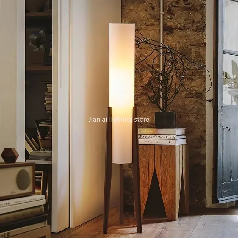 Kizuna Walnut Arc Floor Lamp – Japanese Wabi-Sabi Solid