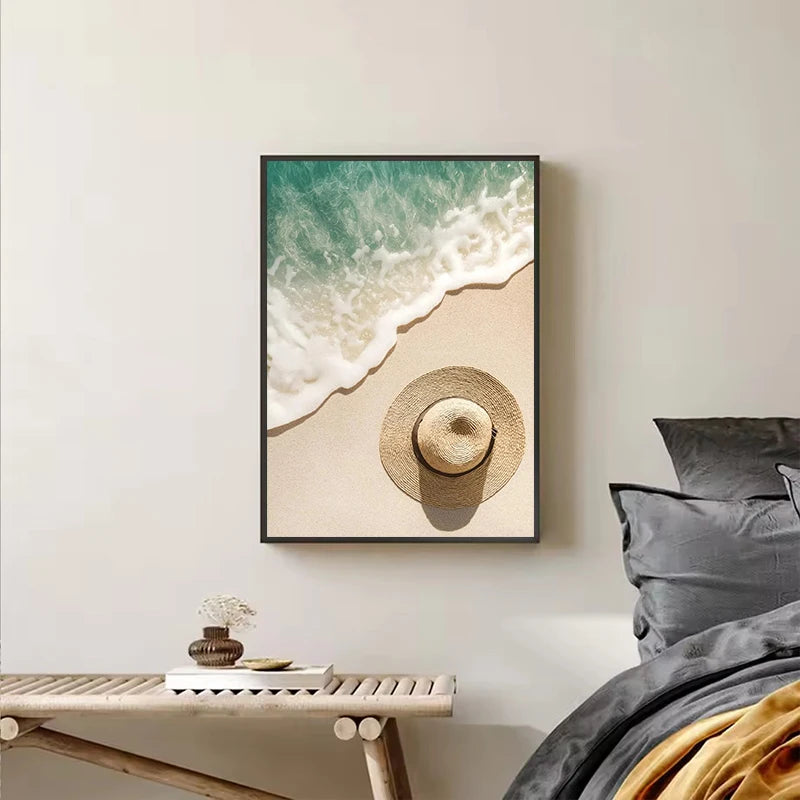 Italienische Zitrone Orange Küstenstrand-Wellenlandschaft Schwimmbad Poster Leinwandmalerei Wandkunst Bilder Wohnkultur