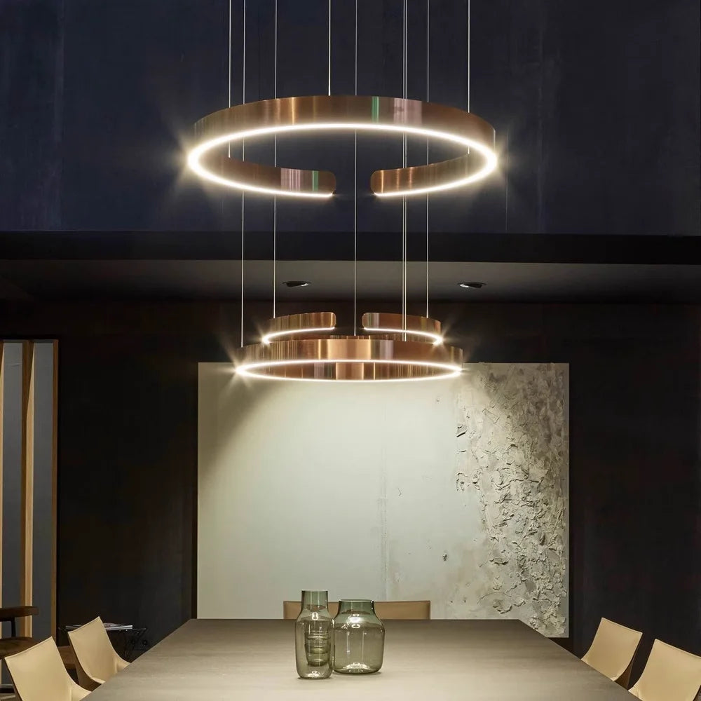 Crescenta Split-Halo Chandelier – Nordic Luxury Open Ring LED Pendant Lamp
