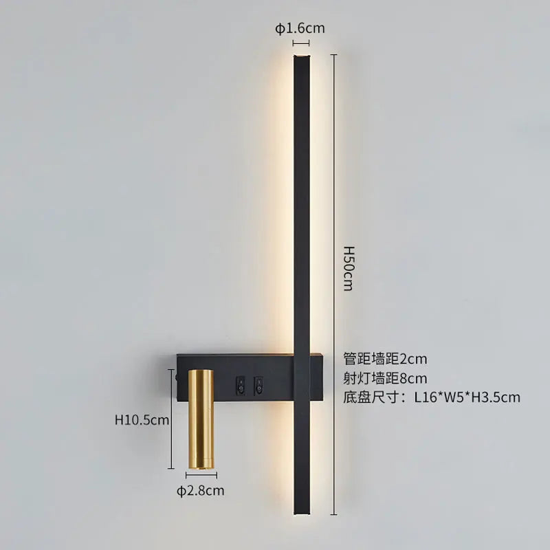 Wall lamp Nordic modern black and white minimalist living