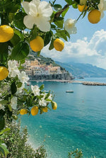 Italienische Zitrone Orange Küstenstrand-Wellenlandschaft Schwimmbad Poster Leinwandmalerei Wandkunst Bilder Wohnkultur