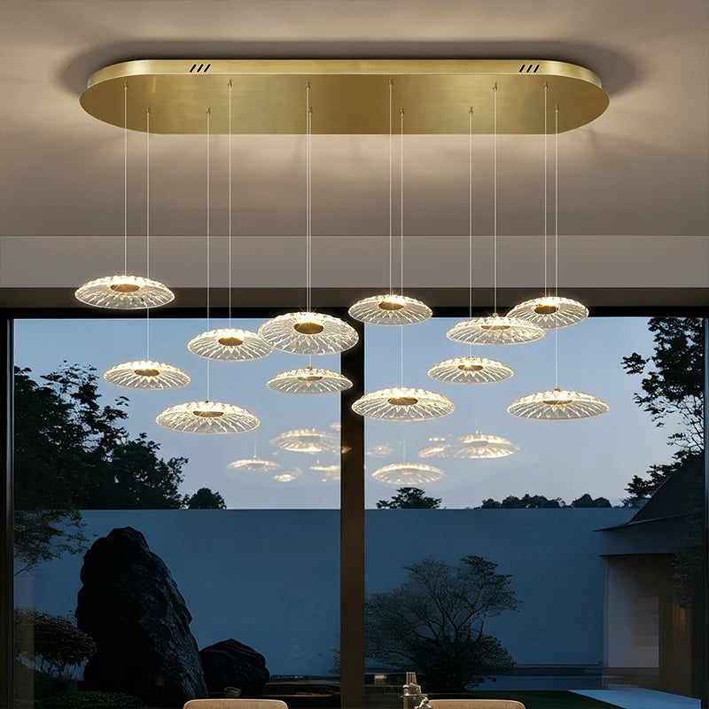 Lumina Drop Cluster Chandelier – Luxury Smoky Glass Multi-Head Dining Room Pendant Light