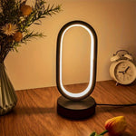 Halo Arc Geometric Desk Lamp – Modern Minimalist Circular LED Art Light with USB Charging Port