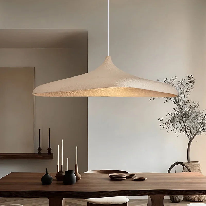 Kaya Fluid Sandstone Pendant – Modern Organic Wabi-Sabi Wide-Brim LED Hanging Light