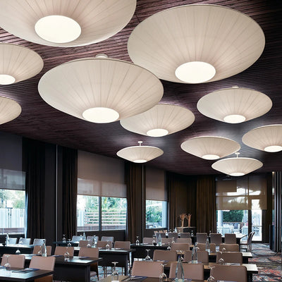 Kumo Plissé Parasol Plafondlamp – Japandi Minimalistische Stoffen Schotel Semi-Inbouwlamp