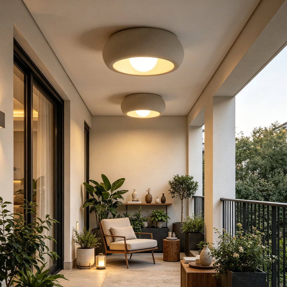 Kora Organic Flush-Mount Light – Wabi-Sabi Textured LED