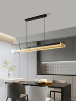Kanto Linear Chandelier – Nordic Modern Metal Wood-Grain