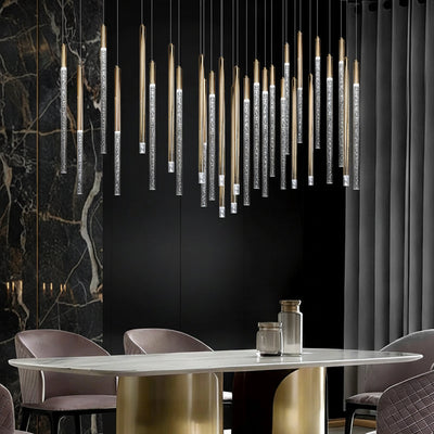 Aero Wave Ribbon Chandelier – Modern Luxury Linear LED Dining Room Pendant Light