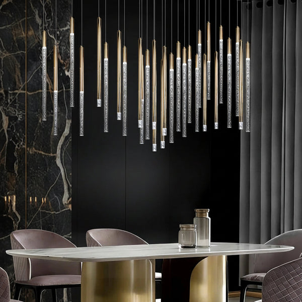Aero Wave Ribbon Chandelier – Modern Luxury Linear LED Dining Room Pendant Light