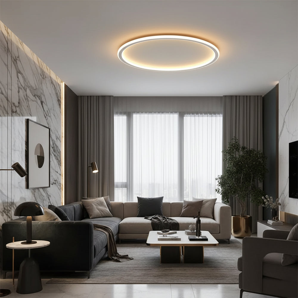 Freja Nordic Geometric Ceiling Light – Ultra-Slim Minimalist LED Flush Mount for Bedrooms & Living Spaces