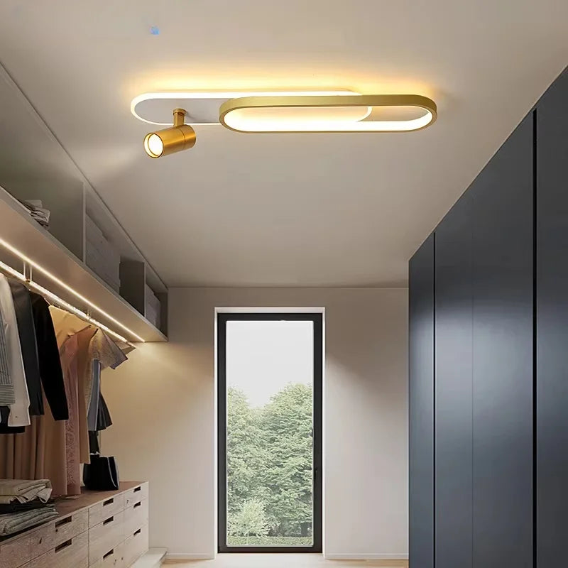 Linea Dual-Zone Track Light – Minimalist LED Long Strip Ceiling Chandelier with Spotlights