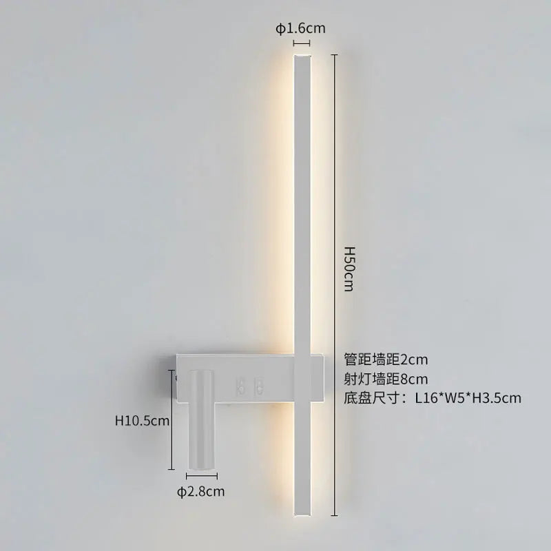 Wall lamp Nordic modern black and white minimalist living
