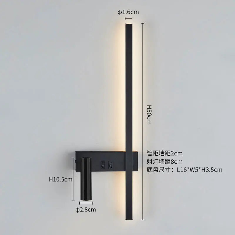 Wall lamp Nordic modern black and white minimalist living