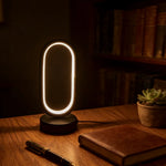 Halo Arc Geometric Desk Lamp – Modern Minimalist Circular LED Art Light with USB Charging Port