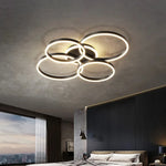 Aurelia Interlocking Halo Chandelier – Modern Minimalist Multi-Ring LED Flush Mount Ceiling Light