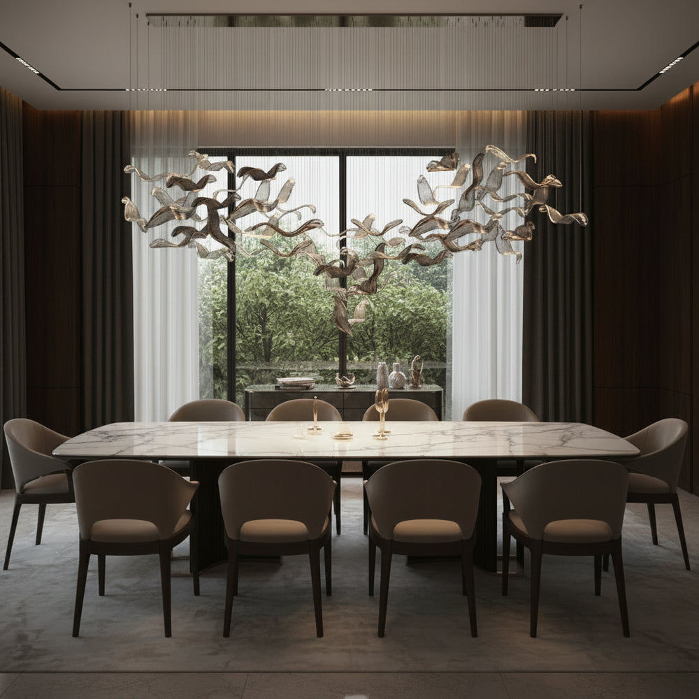 Kaiya Fluid Glass Wave Chandelier – Luxury Hand-Formed Sculptural Pendant Light for Dining & Kitchen Islands