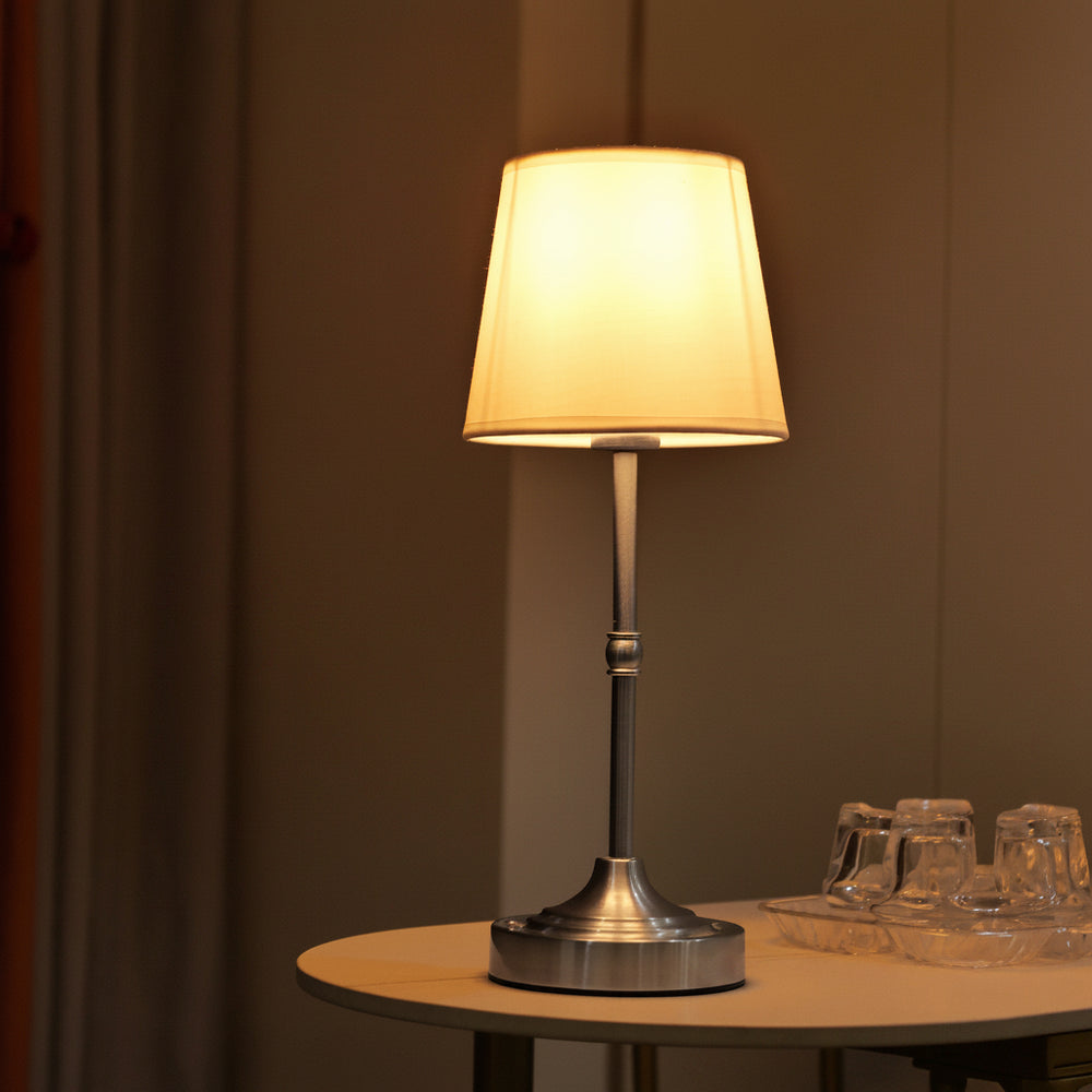 Antoinette Cordless Pleated Lamp – Luxury Rechargeable Fabric E12 Bedside Table Light