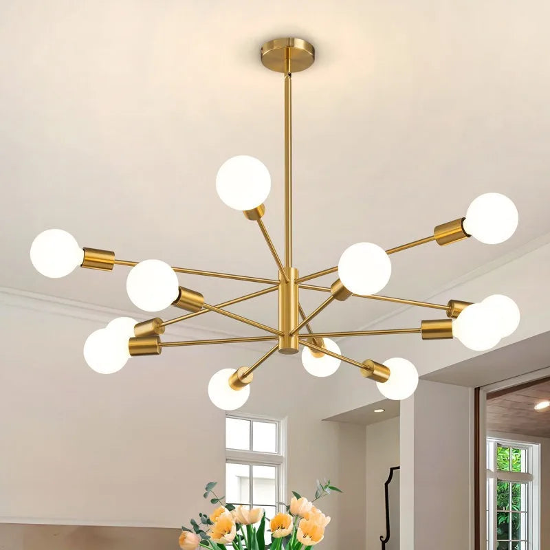 Helios Branching Sputnik Chandelier – Modern Mid-Century Multi-Arm E27 Ceiling Light