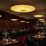 Vortex Ruched Silk-Effect Pendant – Modern Japanese Wabi-Sabi Low-Profile Fabric Disc Chandelier