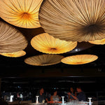 Vortex Ruched Silk-Effect Pendant – Modern Japanese Wabi-Sabi Low-Profile Fabric Disc Chandelier