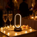 Halo Arc Geometric Desk Lamp – Modern Minimalist Circular LED Art Light with USB Charging Port