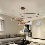 Aero Multi-Halo Floating Chandelier – Luxury 5-Ring LED Architectural Ceiling Light