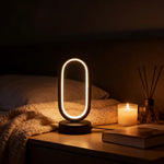 Halo Arc Geometric Desk Lamp – Modern Minimalist Circular LED Art Light with USB Charging Port