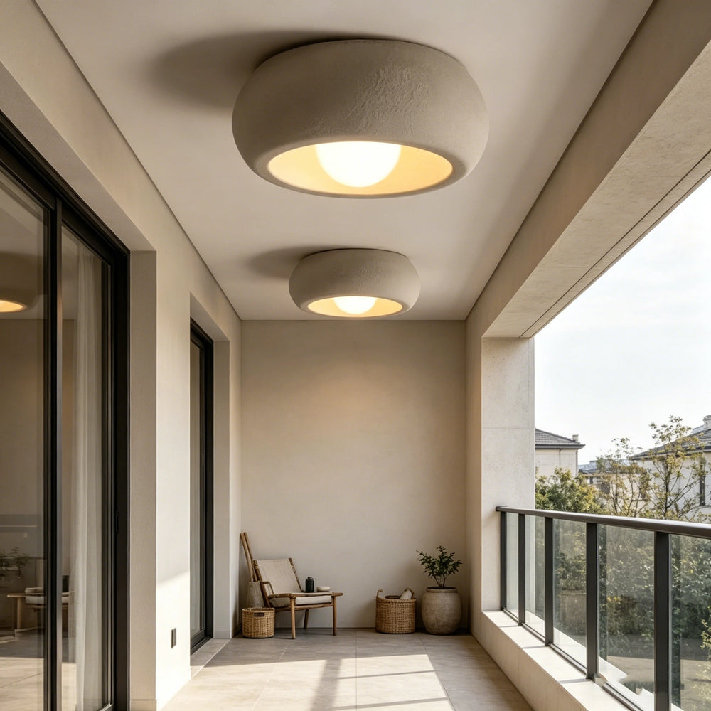 Kora Organic Flush-Mount Light – Wabi-Sabi Textured LED