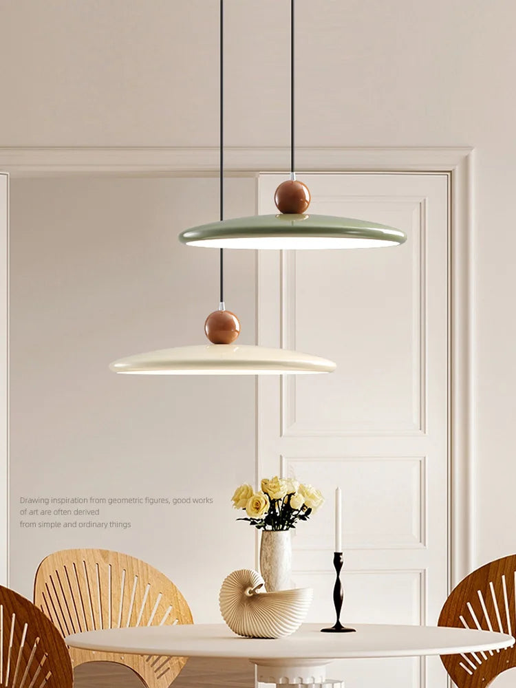 Astra Saucer Chandelier – Retro Cream Style UFO LED Dining