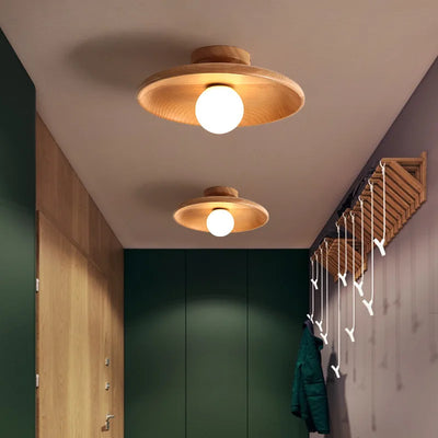 Suri Nordic Hout Plafondlamp – Moderne Minimalistische Geometrische LED Plafondlamp