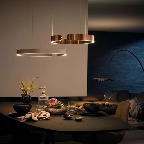 Crescenta Split-Halo Chandelier – Nordic Luxury Open Ring LED Pendant Lamp