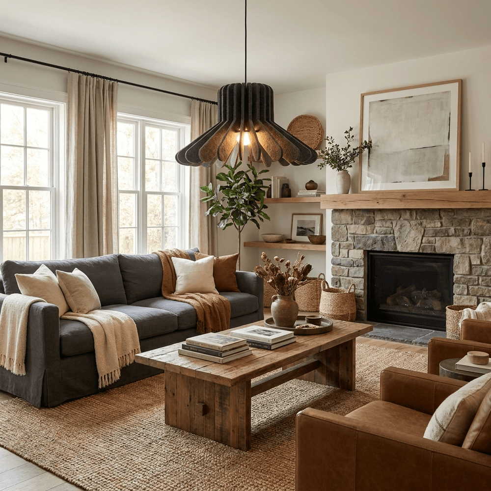 Sculptural Layered Felt Pendant Lamp