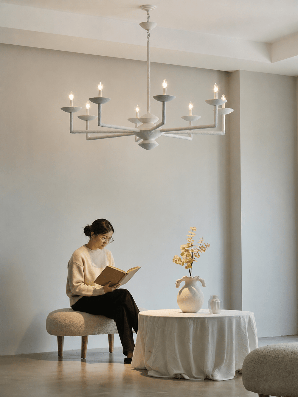 Sculptural Plaster Candelabra Chandelier