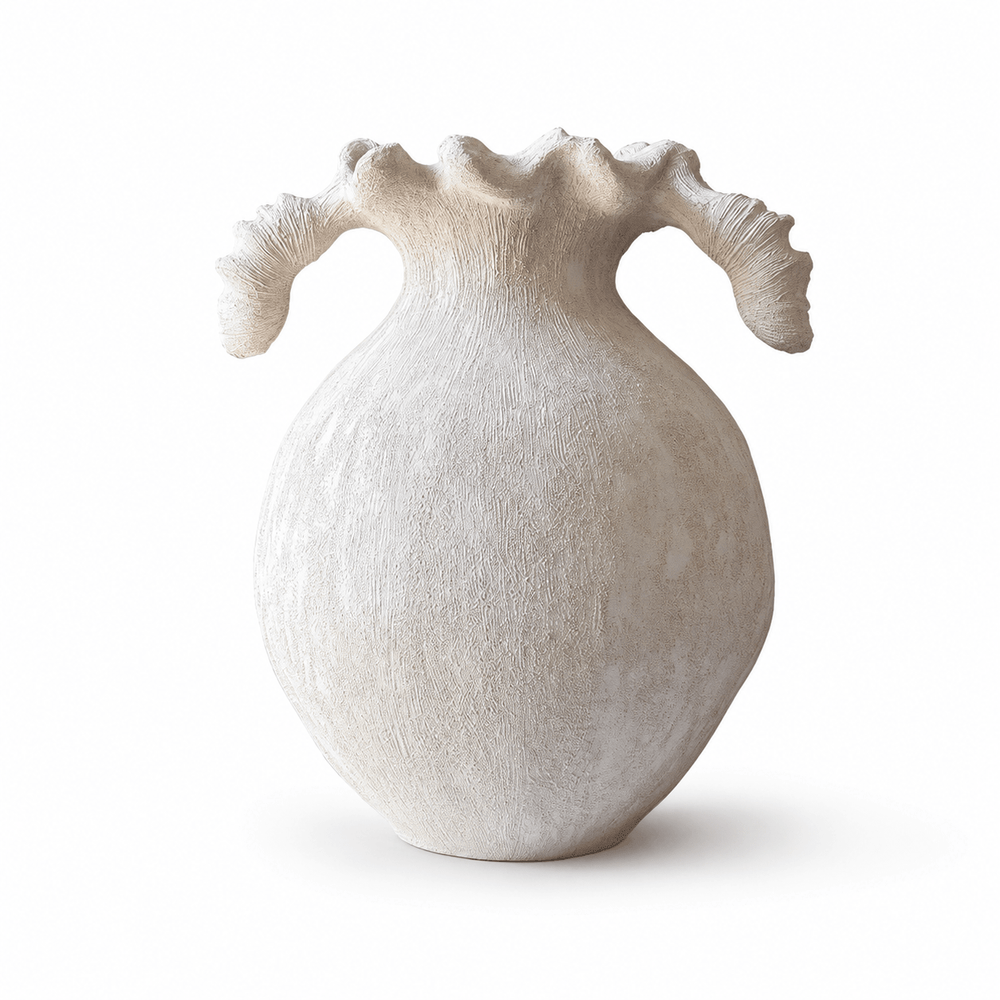 Sculptural Sand Texture Ivory Vase