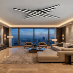 Kage Vierkante Kroonluchter met meerdere lagen – Moderne Matzwarte Geometrische LED Plafondlamp