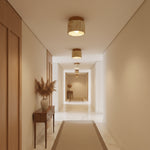 Asuka Japandi Naturstein-Deckenleuchte – Minimalistische Travertin- und Holz-Flush-Montage-Downlight