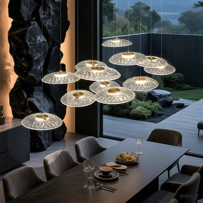 Lumina Drop Cluster Chandelier – Luxury Smoky Glass Multi-Head Dining Room Pendant Light