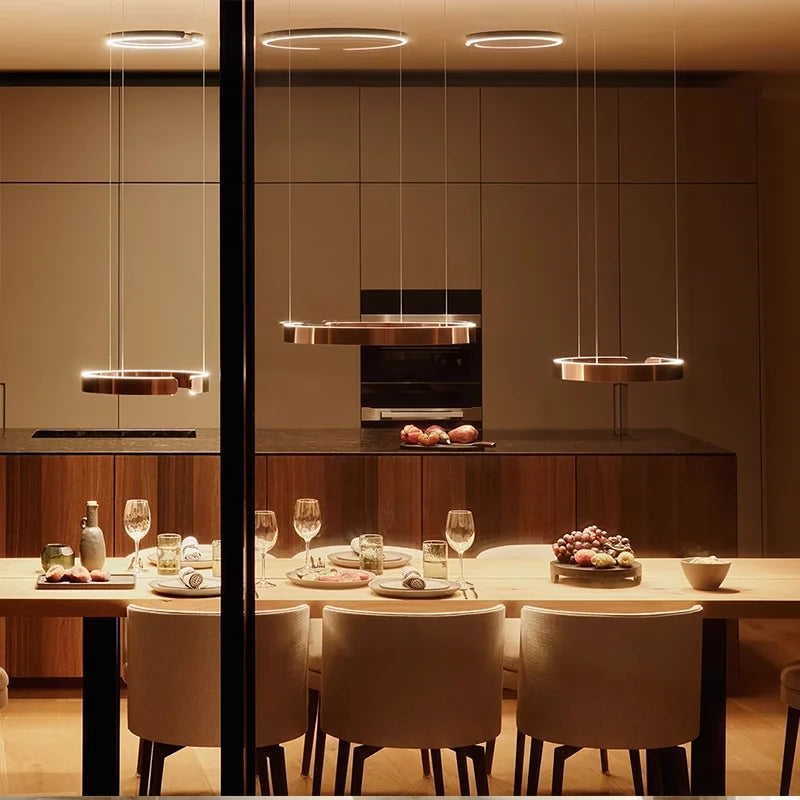 Crescenta Split-Halo Chandelier – Nordic Luxury Open Ring LED Pendant Lamp