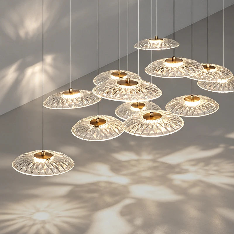 Lumina Drop Cluster Chandelier – Luxury Smoky Glass Multi-Head Dining Room Pendant Light