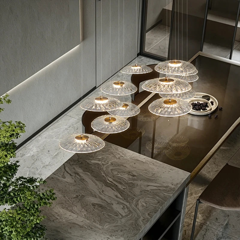 Lumina Drop Cluster Chandelier – Luxury Smoky Glass Multi-Head Dining Room Pendant Light