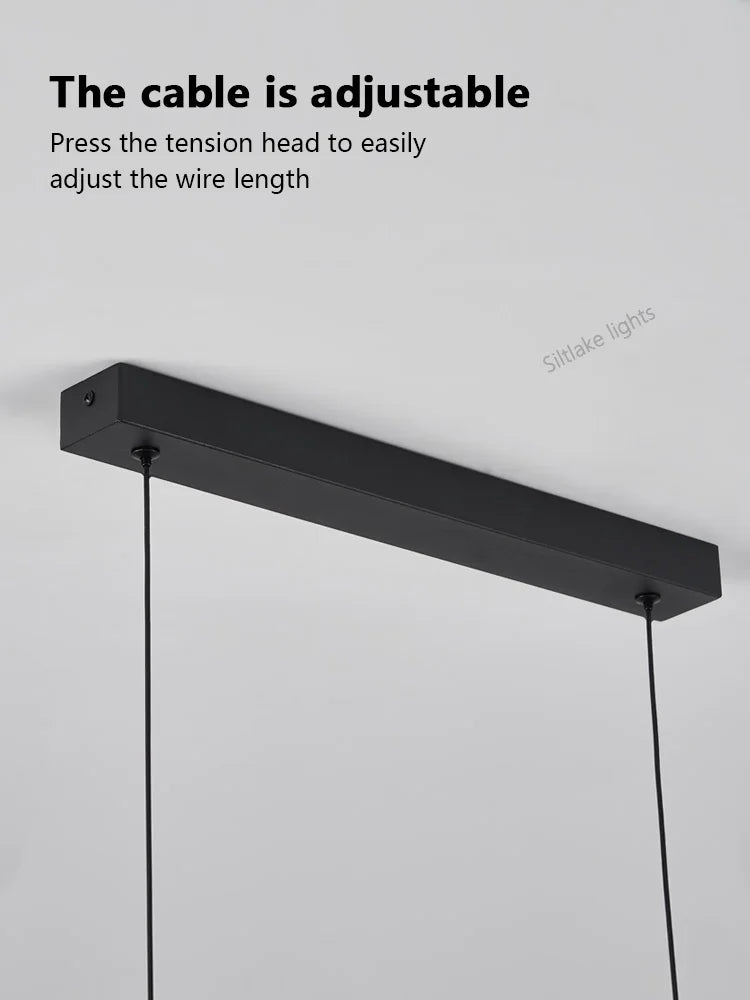 Kanto Linear Chandelier – Nordic Modern Metal Wood-Grain