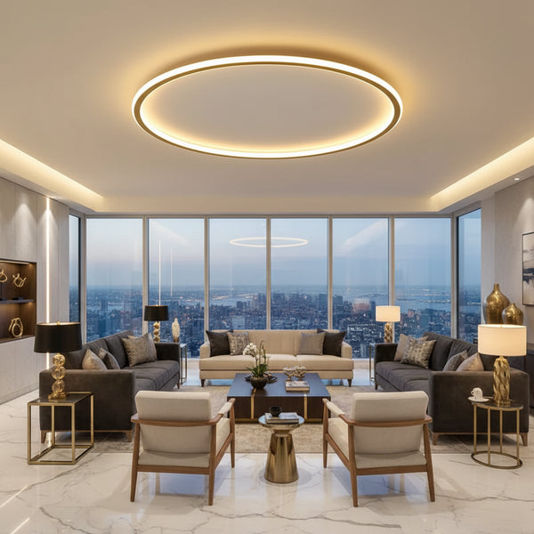 Freja Nordic Geometric Ceiling Light – Ultra-Slim Minimalist LED Flush Mount for Bedrooms & Living Spaces