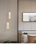 Slender Alabaster Column Chandelier